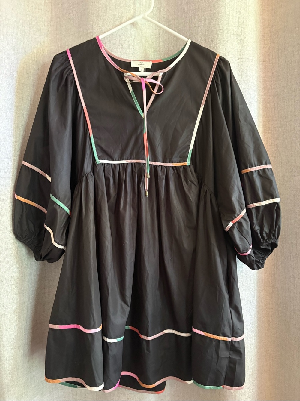 Black Dress with Multicolor Trim